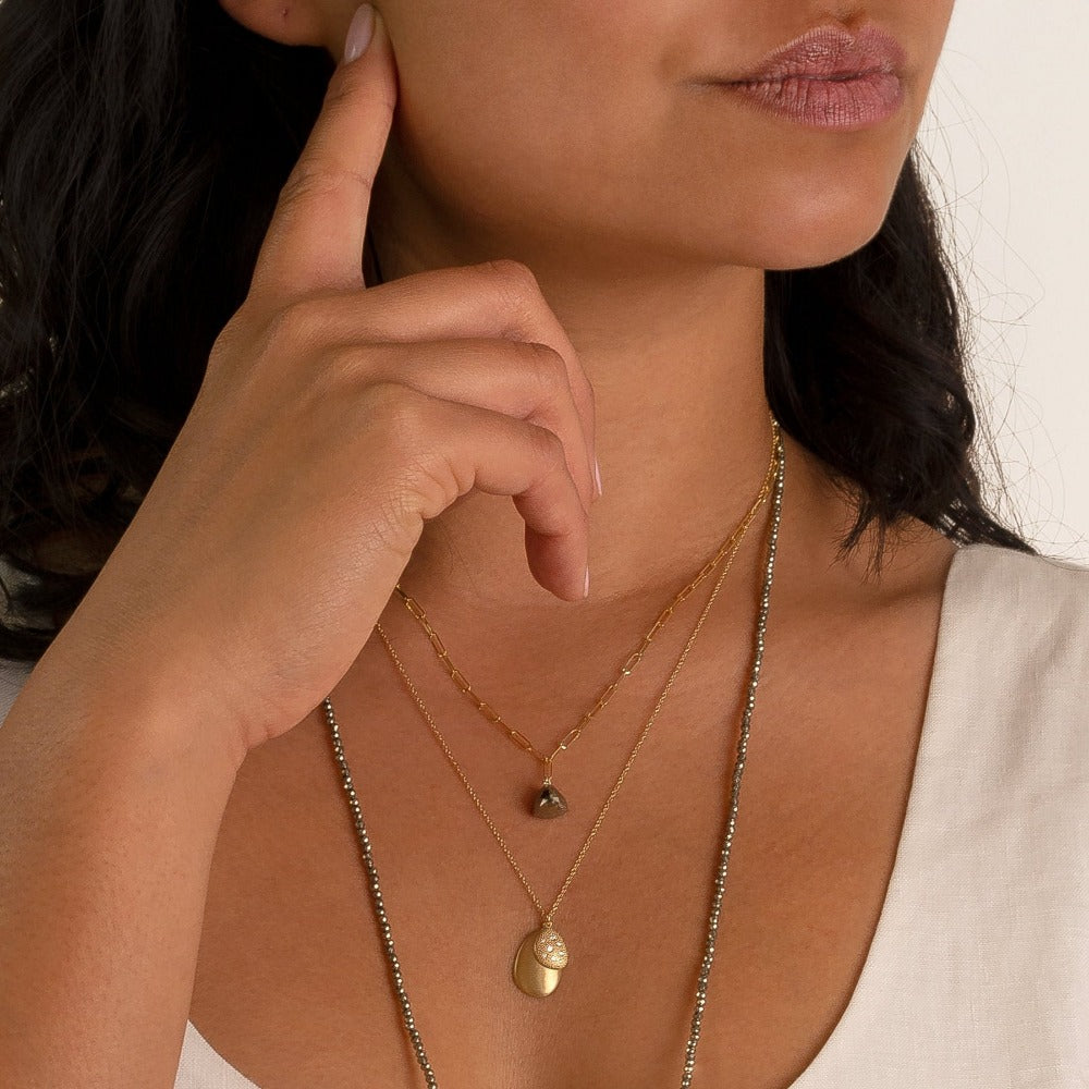 Double Petal Diamond Pendant Necklace - 14K Gold Plated Elegant Jewelry for Women - Perfect for Weddings, Anniversaries & Special Occasions
