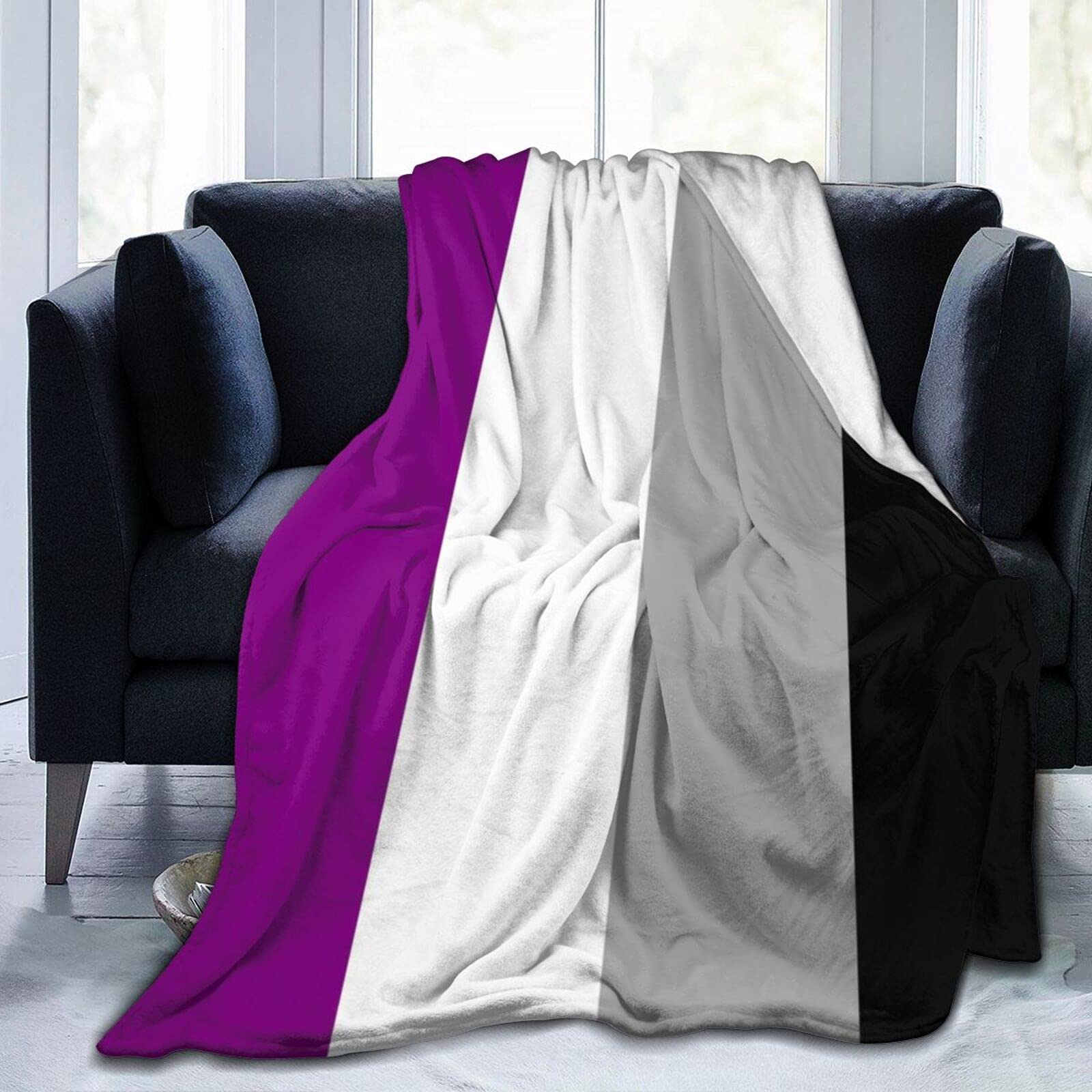 Asexual Pride Flag Flannel Fleece Throw Blanket - Soft & Warm Blanket for Bed, Sofa, Living Room - Perfect for LGBTQ+ Support, Cozy Nights, and Home Decor