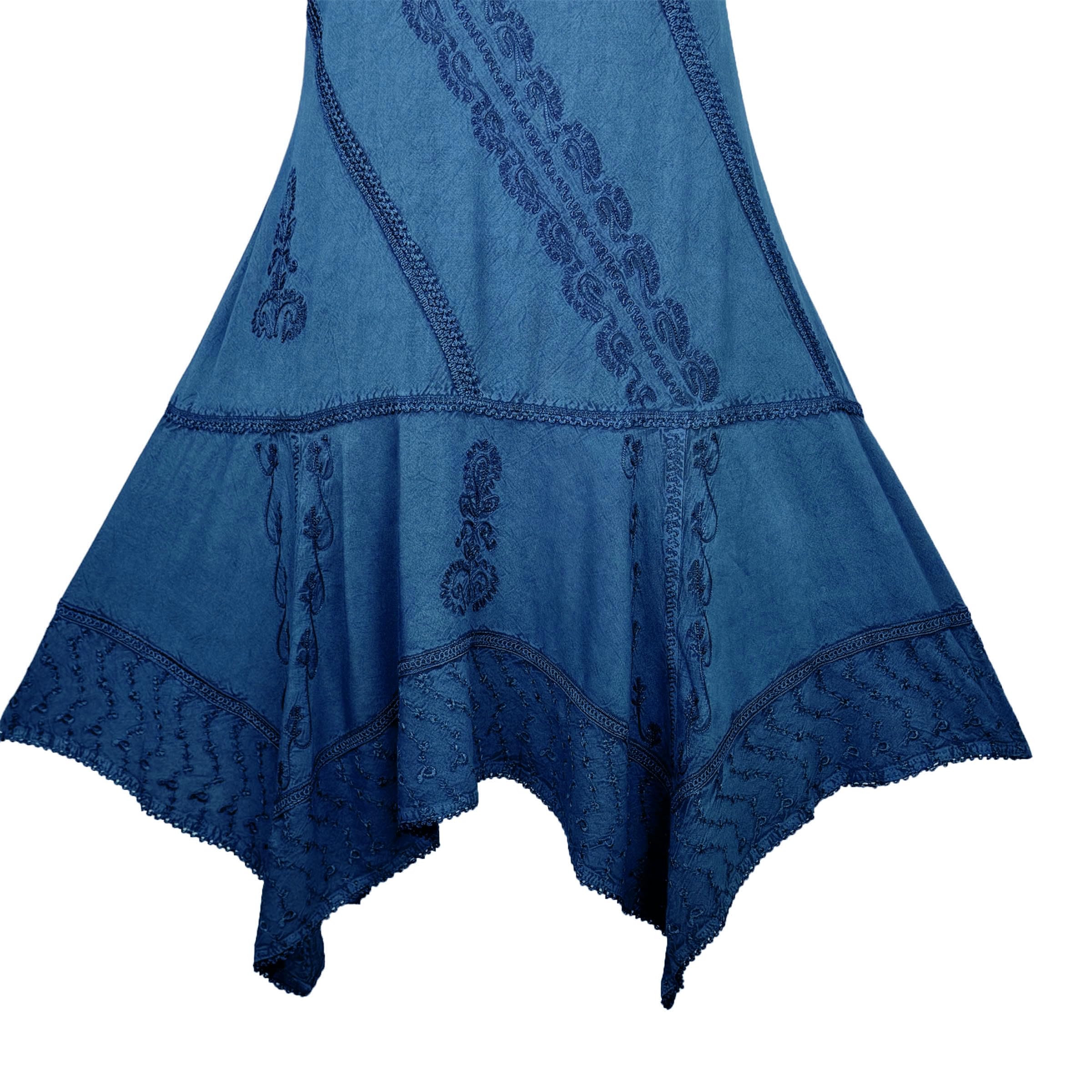 Agan Traders 2025 Spring Asymmetrical Hem Sleeveless Formal Maxi Dress - Women's Bohemian Peasant Embroidered Long Dress for Weddings, Parties & Special Occasions