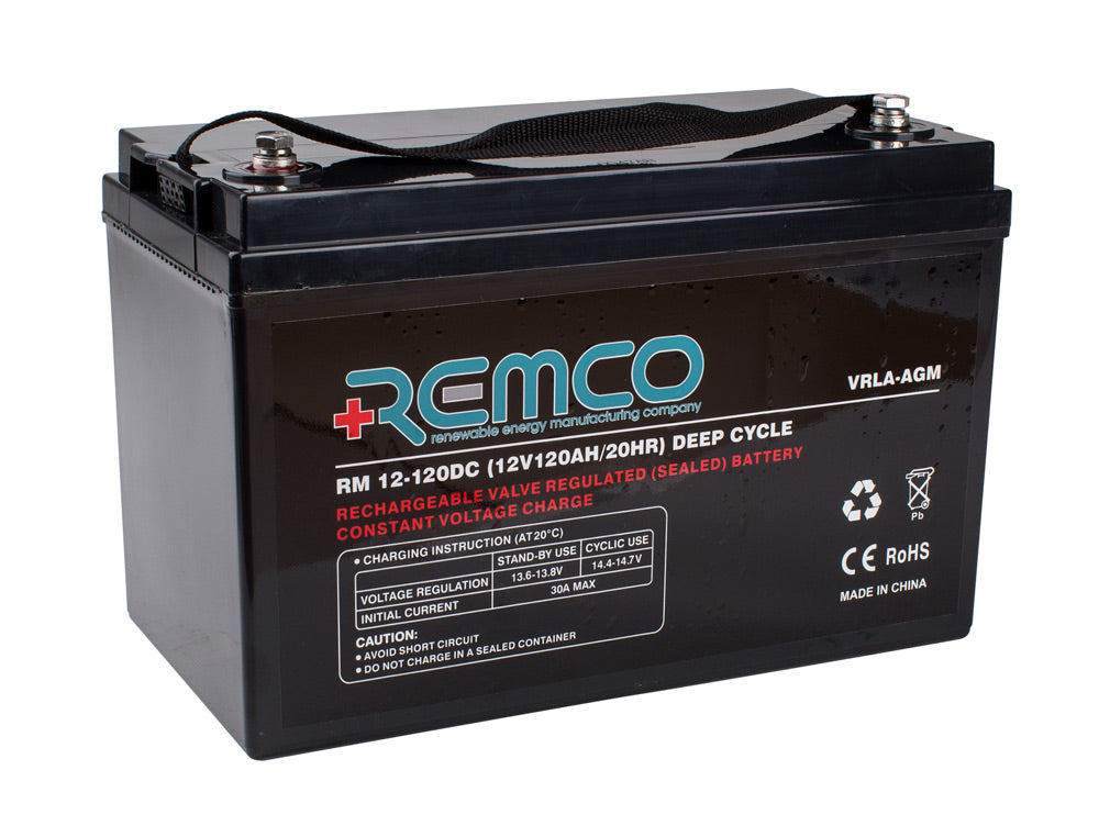 Remco AGM Deep Cycle Battery 12V 120Ah - High Performance for RVs, Boats, Solar Systems & Off-Grid Power Storage