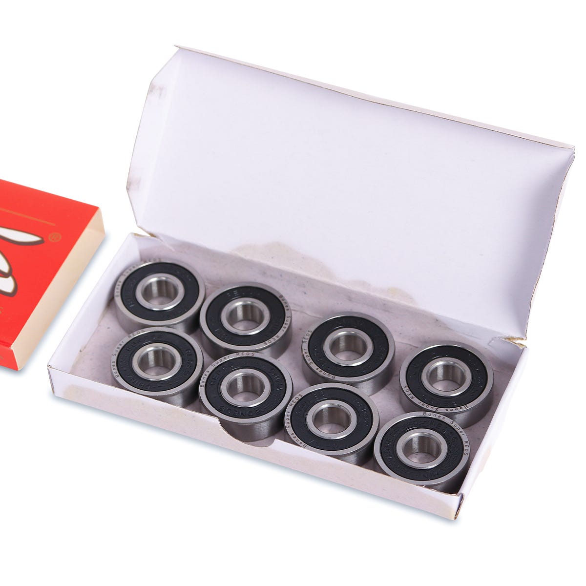 Bones Super REDS Bearings 8 Pack - High-Performance Skateboard Bearings for Smooth Riding | Perfect for Street Skating, Park Skating & Longboard Cruising