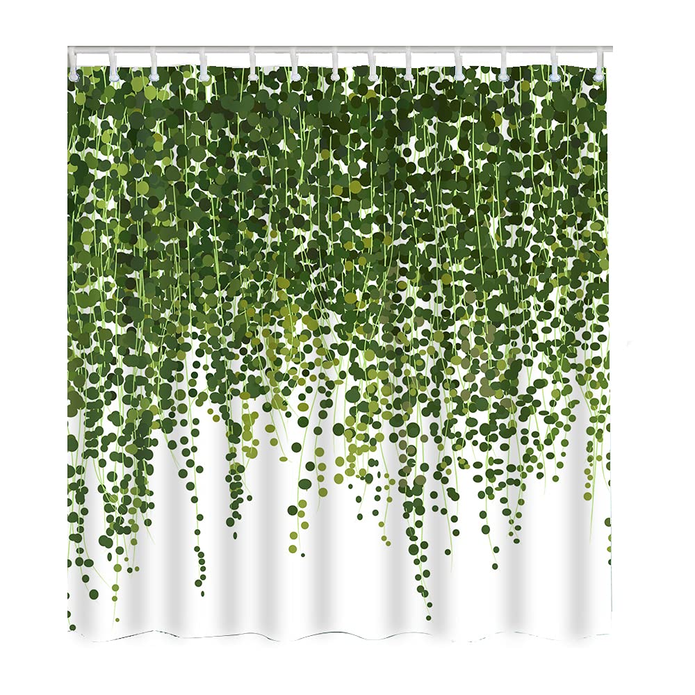 WONDERTIFY Ivy Plant Shower Curtain - Green Climbing Leaves Floral Bathroom Decor, 72x72 Inches, Water-Repellent & Machine Washable - Perfect for Nature-Inspired Bathroom & Spa-Like Shower Experience