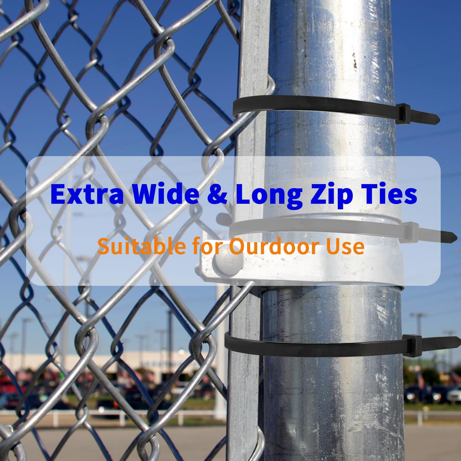 Heavy Duty 24 Inch Black Cable Ties 250lbs - 30 Pack Plastic Zip Ties for Outdoor Cable Management, Fence Repair, Home Organization & Electrical Wiring