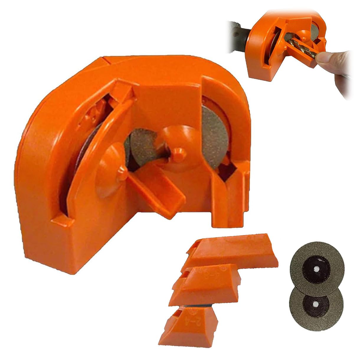 Electric Drill Bit Sharpener - Multipurpose Grinding Tool for All Drill Bits (Orange) | Perfect for DIY, Woodworking, and Metalworking Projects