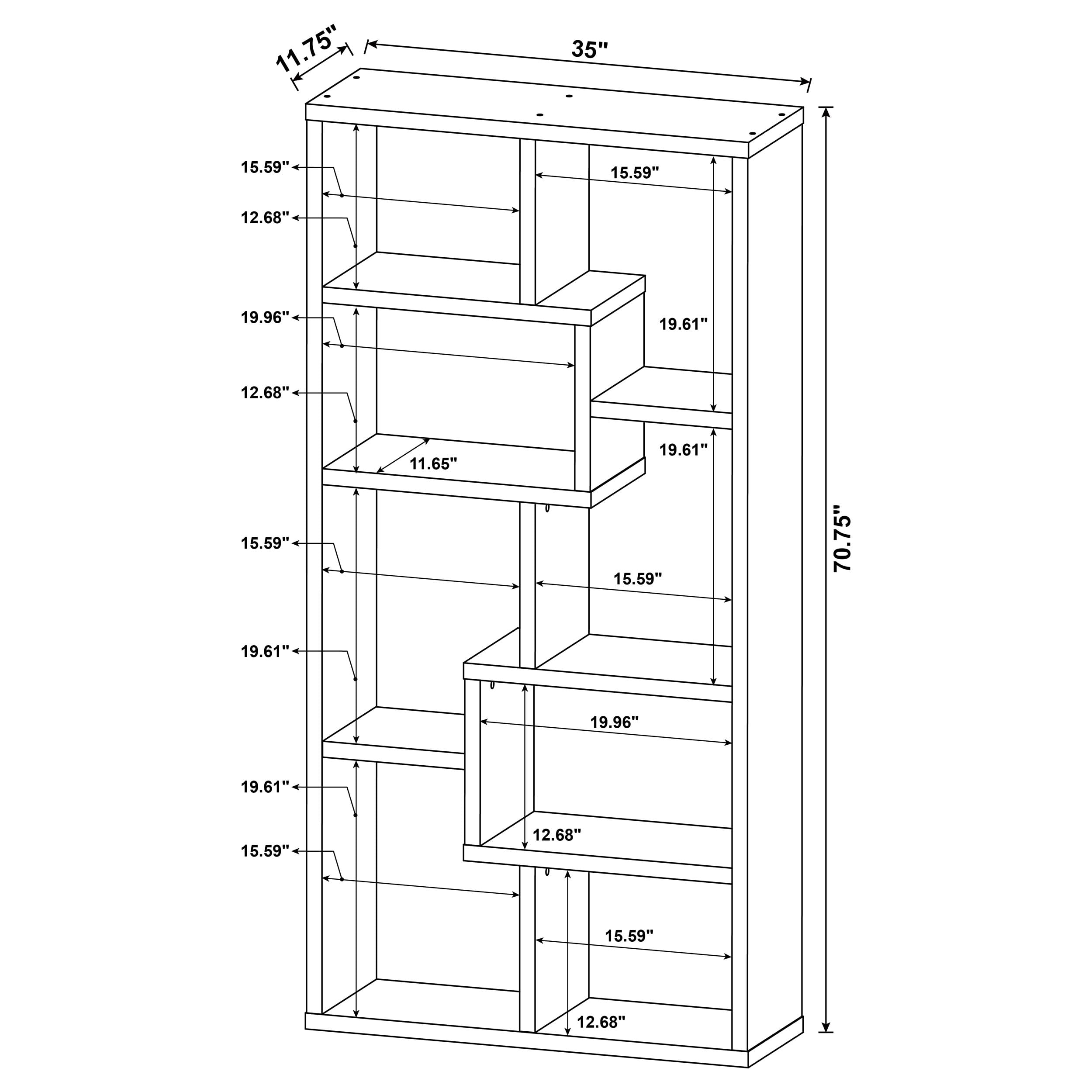 Theo Bookcase Shelf - Cappuccino Finish Wooden Book Storage for Living Room, Bedroom, Office - Stylish Home Decor & Organizer