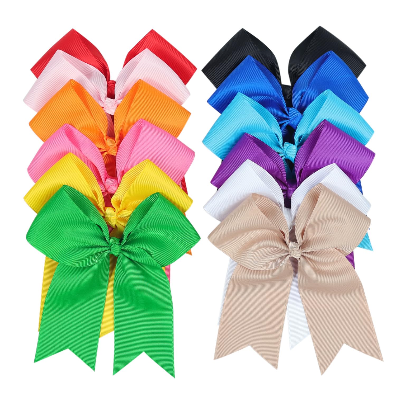 12-Pack 5-Inch Large Grosgrain Ribbon Cheer Bows with Alligator Hair Clips - Stylish Hair Accessories for Little Girls, Teens & Cheerleaders - Perfect for School, Dance, Sports & Special Occasions