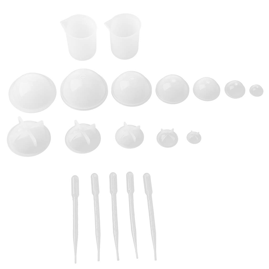HELYZQ 1 Set Round Silicone Resin Molds for DIY Epoxy Jewelry, Soap & Candle Making - Nonstick Sphere Silicone Molds with Mixing Cup - Perfect for Crafting, Home Decor & Gift Making