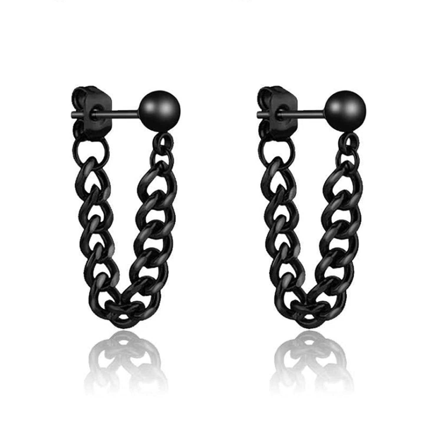Unique Punk Chain Tassel Ball Stud Earrings - Silver Drop Dangle Earrings for Women & Men | Unisex Gothic Jewelry | Perfect for Concerts, Parties & Alternative Fashion