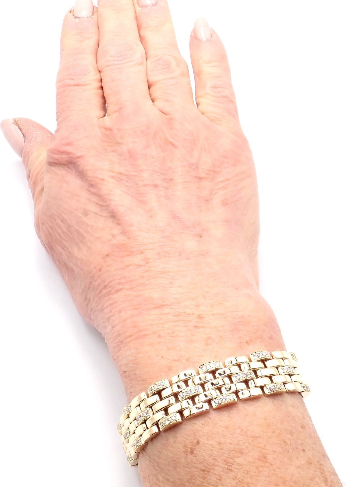 Authentic Cartier Maillon Panthere 18K Gold Diamond Five Row Link Bracelet for Women - Luxury Jewelry Gift for Anniversary, Birthday & Special Occasions