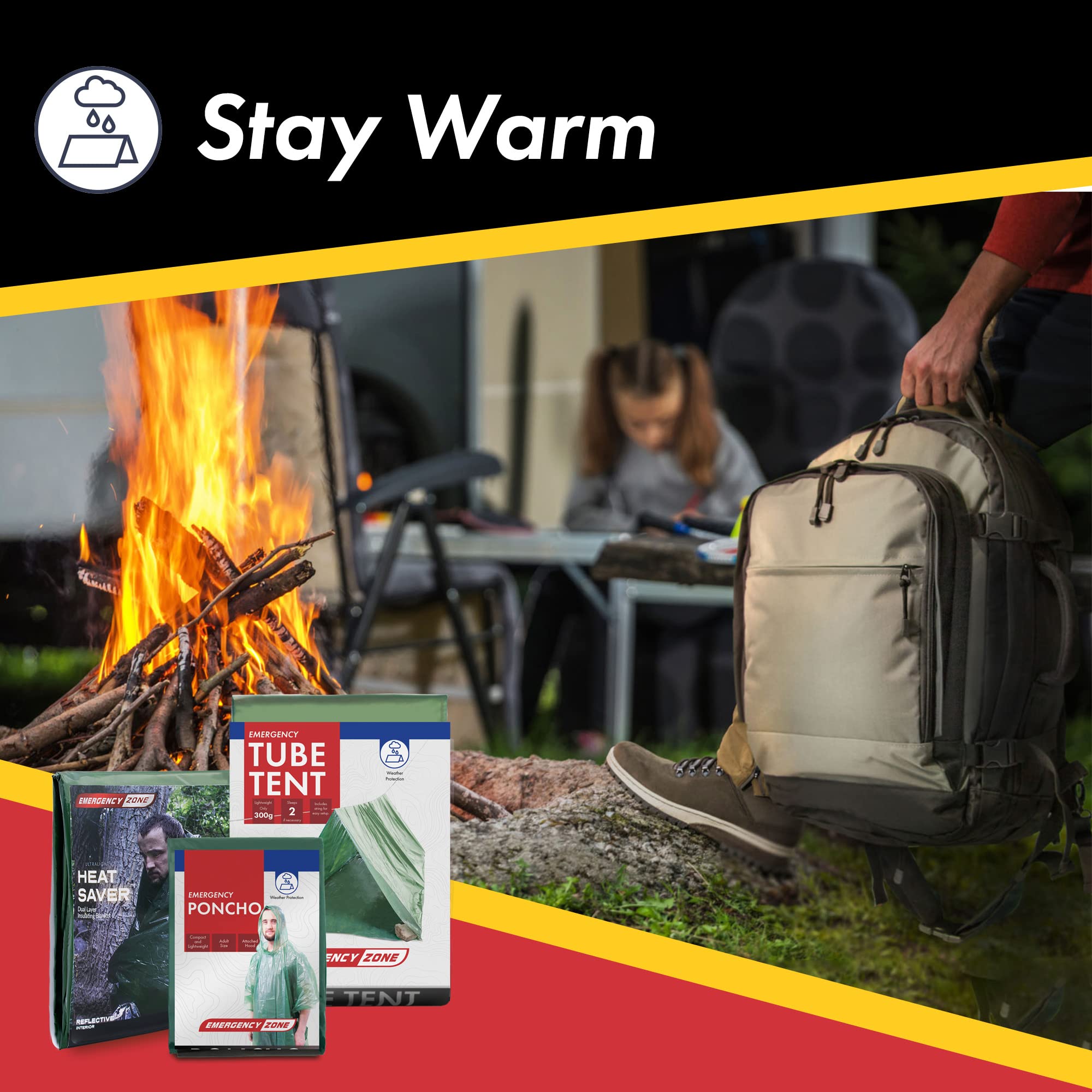 1 Person Bug Out Bag Survival Kit - Premium Emergency Supplies for Outdoor Adventures, Camping & Hiking by Emergency Zone