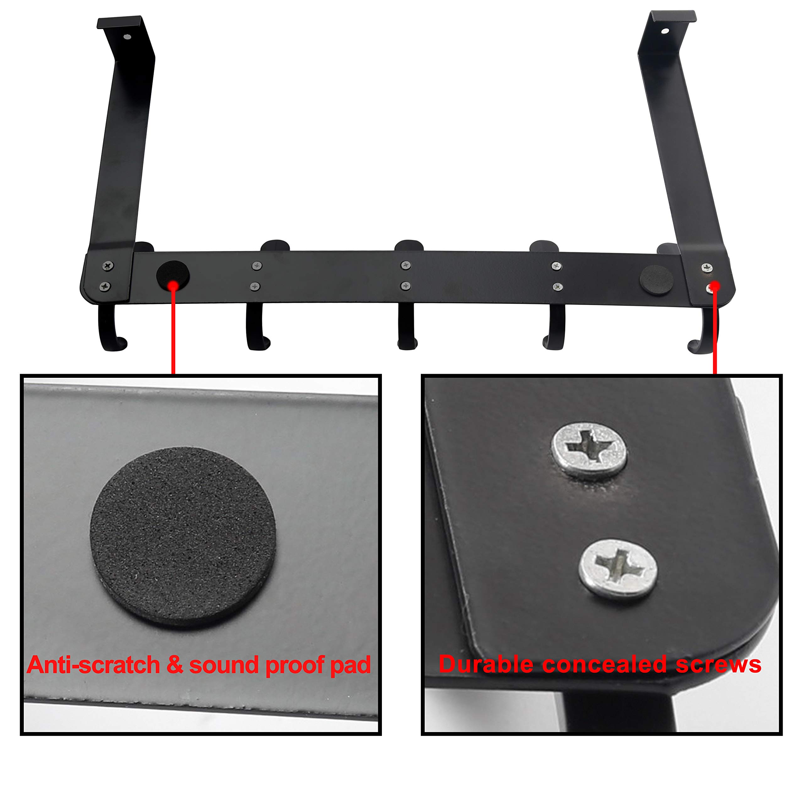 SKOLOO Over The Door Hooks (2-Pack) - Black Hanging Hooks for Clothes & Towels - Easy Install for Bathroom & Bedroom