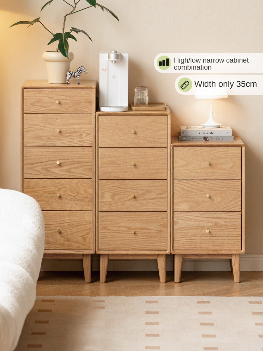 Solid Oak & Beech Wood Chest of Drawers - 5-Drawer Storage Cabinet with Multi-Functional Design for Bedroom, Living Room, and Office Organization