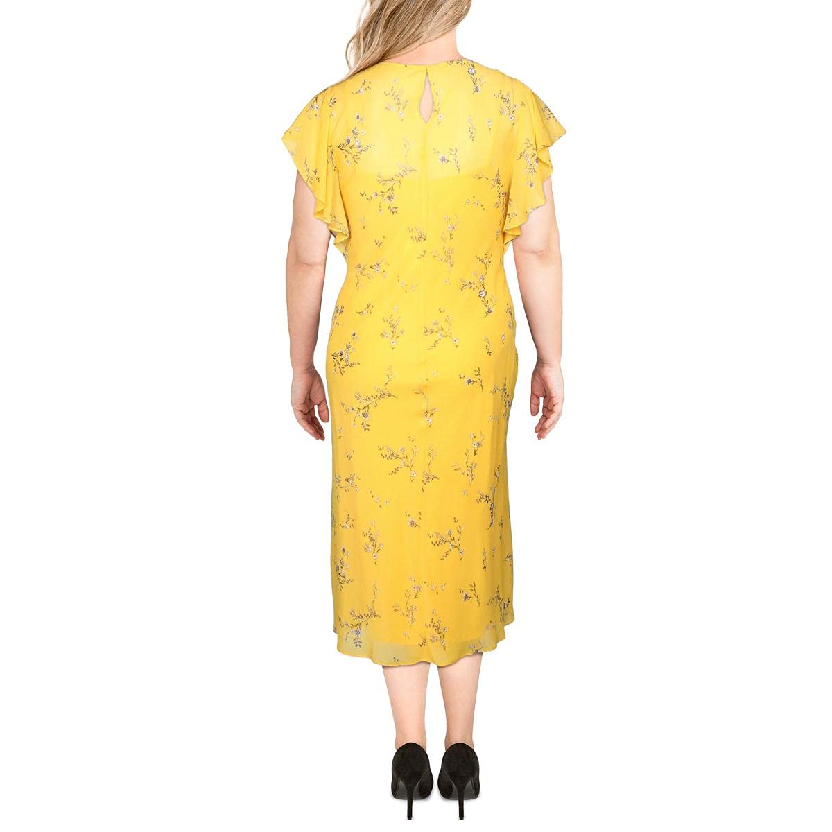 Ralph Lauren Women's Floral Ruffled Dress - Yellow, Size 10 | Elegant Summer Dress for Parties, Weddings & Special Occasions