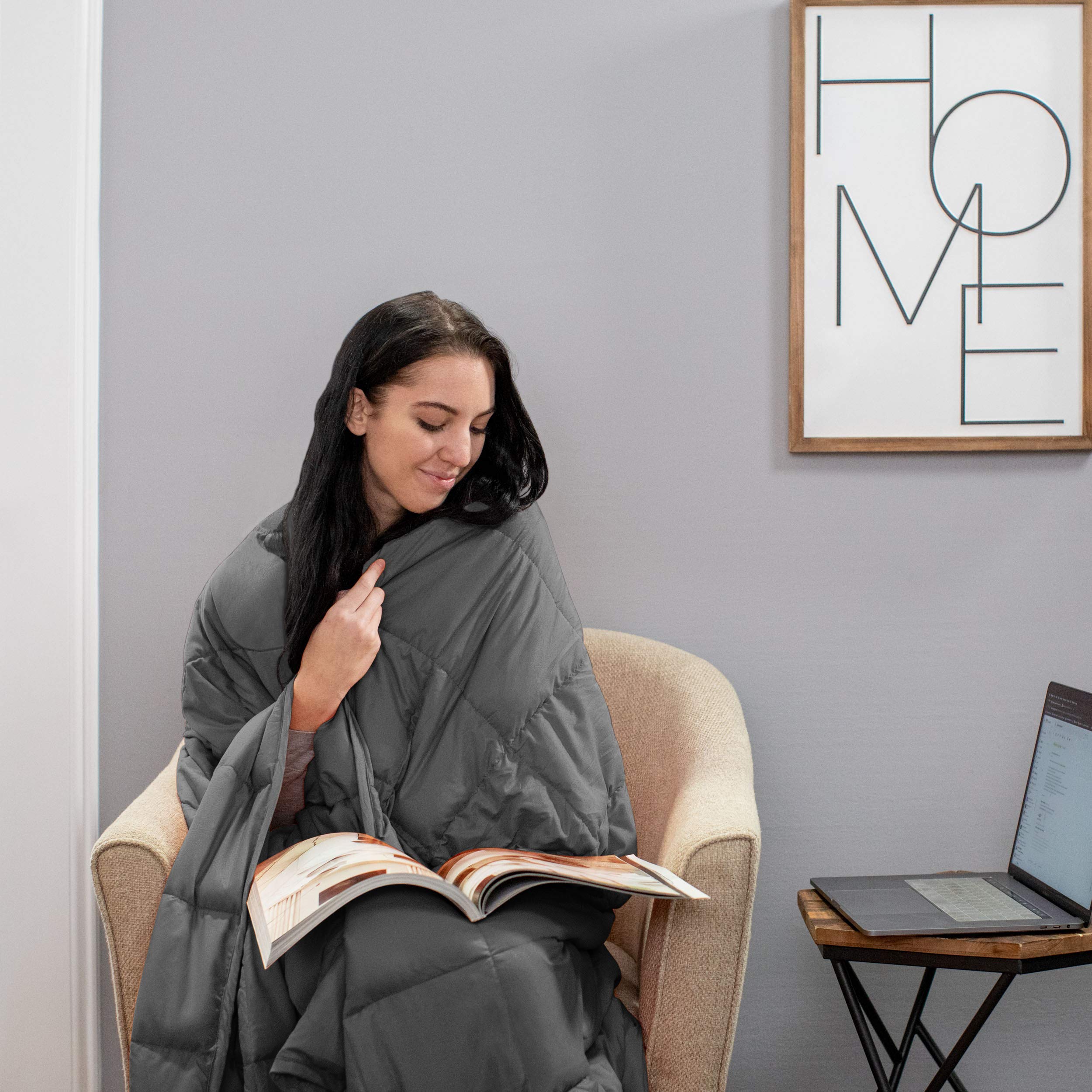 Premium Weighted Blanket for Adults - 12 lbs Heavy Microfiber Quilted Throw - 48