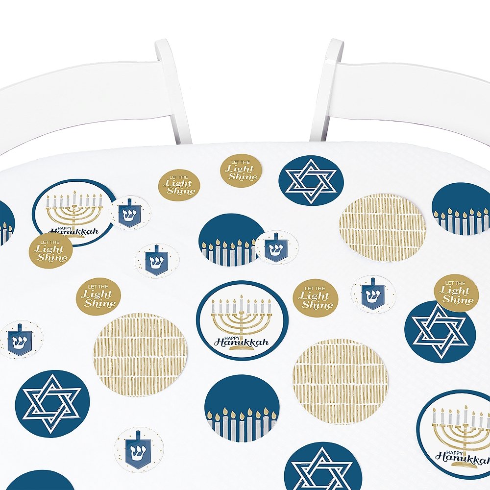 Happy Hanukkah Giant Circle Confetti - 27-Piece Chanukah Party Decorations Set for Table Scatter, Photo Backdrops & Holiday Celebrations
