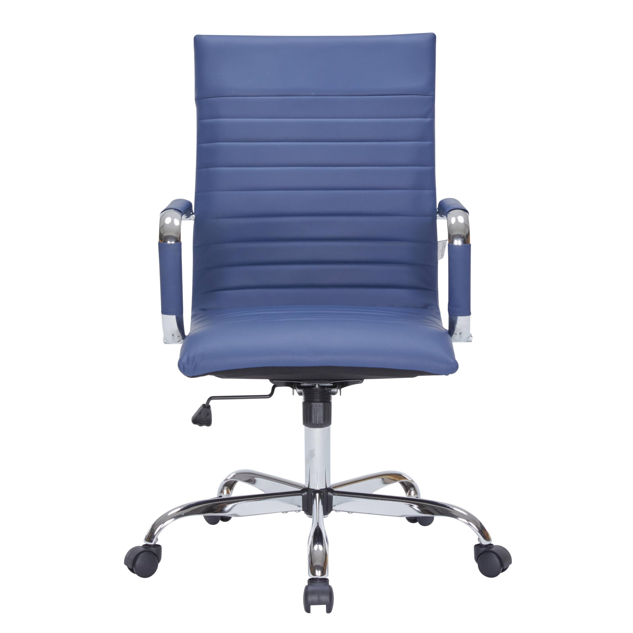 LeisureMod Harris Modern Adjustable Office Swivel Chair - Ergonomic High Back Leather Task Chair with Lumbar Support (Navy Blue) - Perfect for Home Office, Gaming & Workspace Comfort