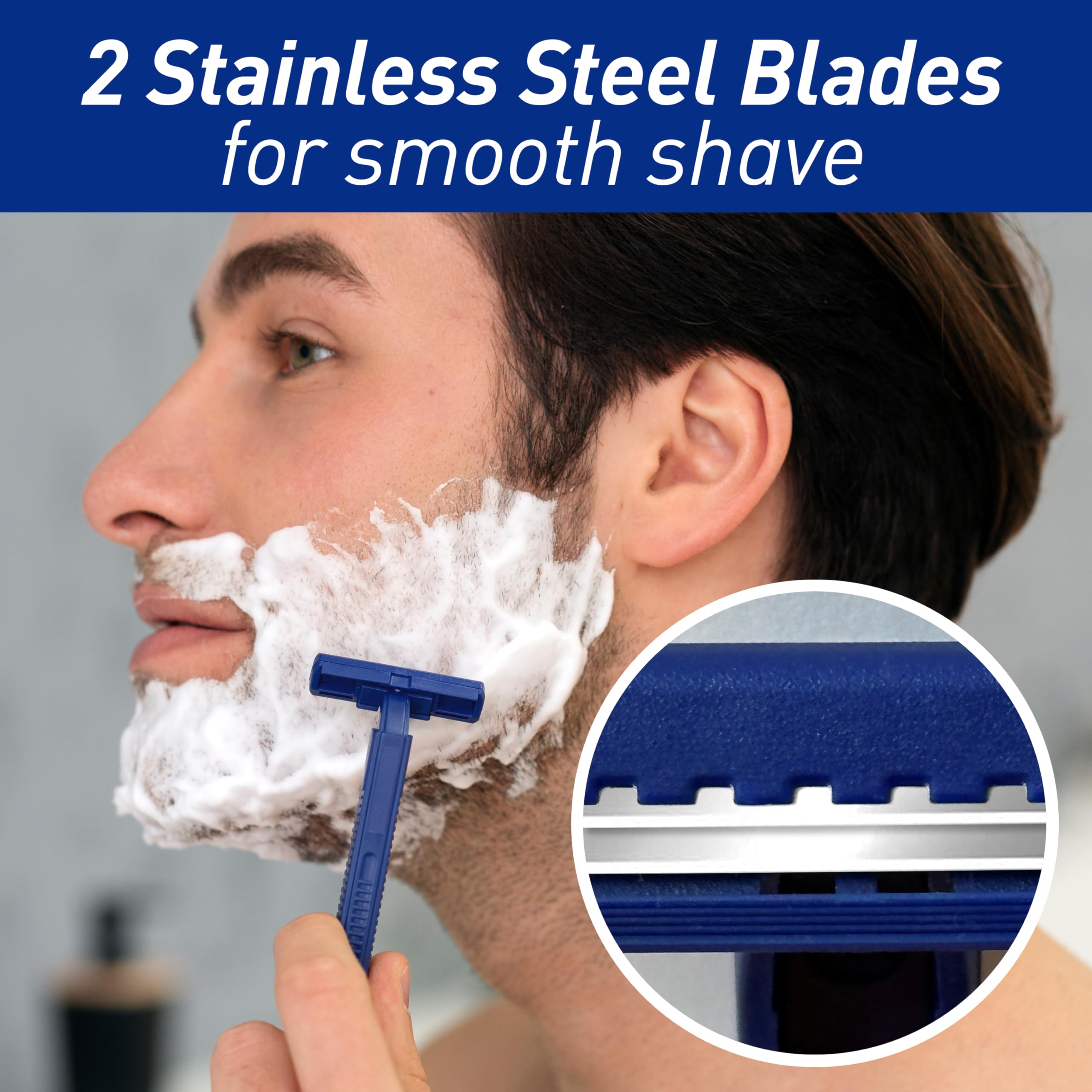 MED PRIDE Disposable Razors 10-Pack - Twin Blade Razors for Men & Women with Easy Grip Handle for Smooth Shaving - Perfect for Travel, Gym Bags & Home Use