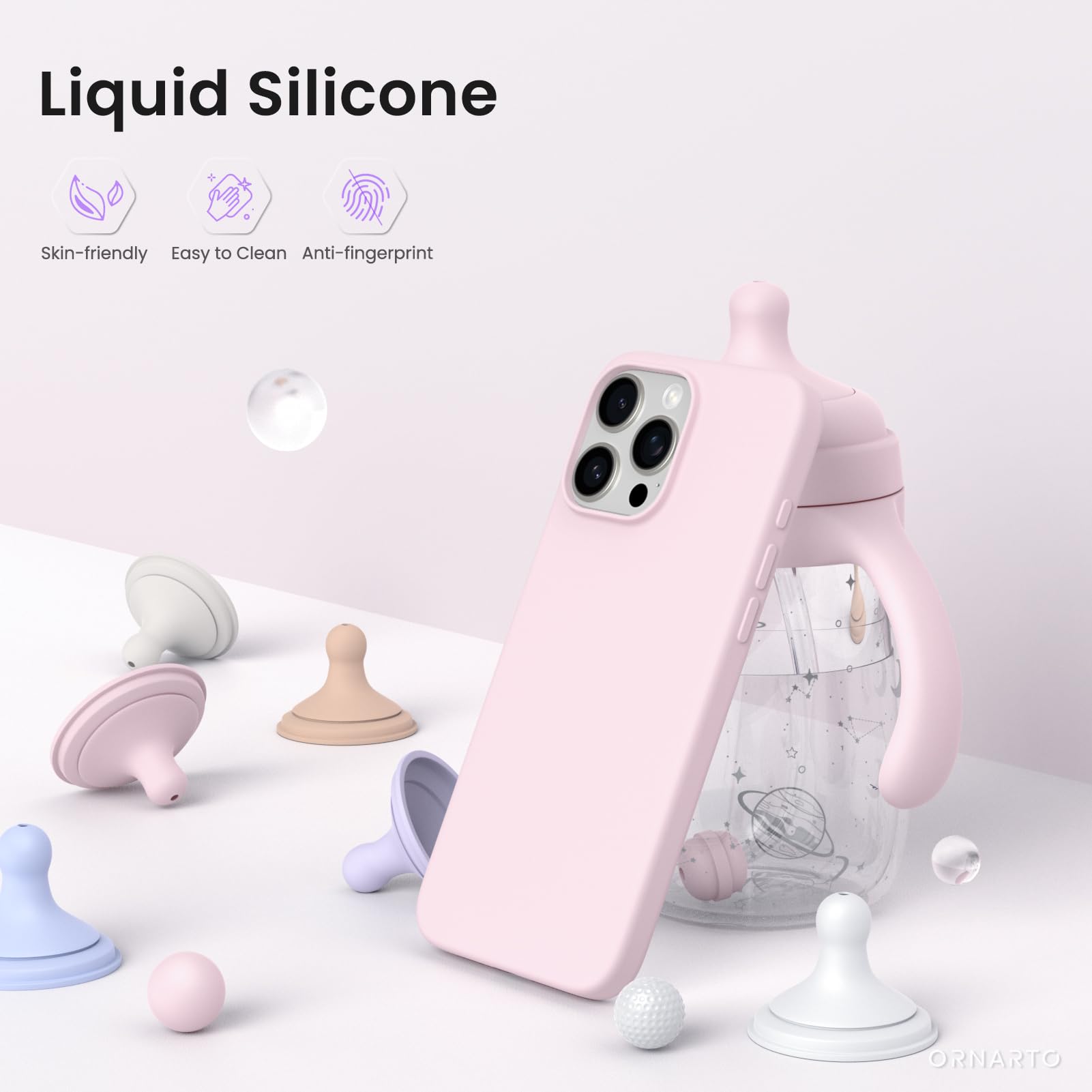 ORNARTO Slim Liquid Silicone Case for iPhone 16 Pro Max 6.9