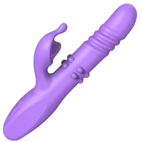 Premium 4-in-1 Realistic Vibrator Sex Toy - 6 Thrusting & Rotating Modes, 10 Powerful Vibration Settings for G-Spot, Clitoral & Nipple Stimulation - Perfect for Couples Play & Solo Pleasure (Lavender)