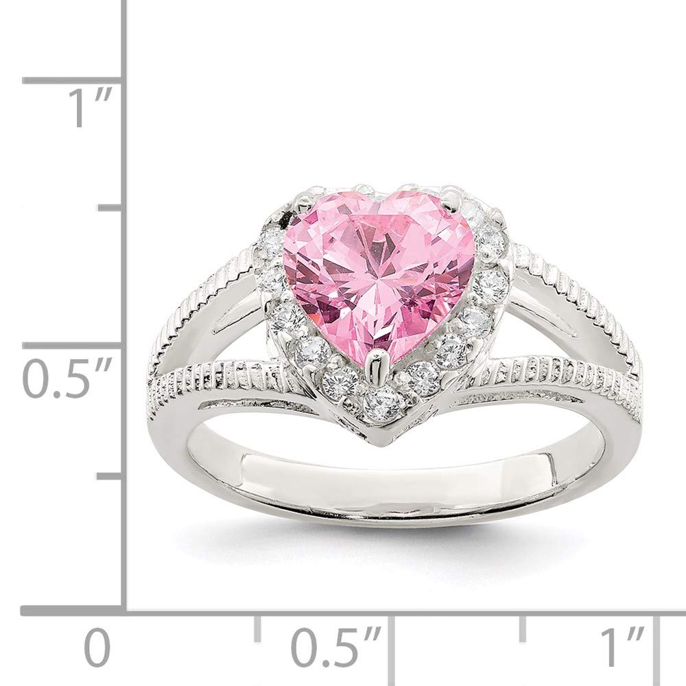 925 Sterling Silver Pink Cubic Zirconia Heart Ring for Women - Elegant Fine Jewelry Gift for Her, Perfect for Valentine's Day, Anniversary, Birthday & Romantic Occasions