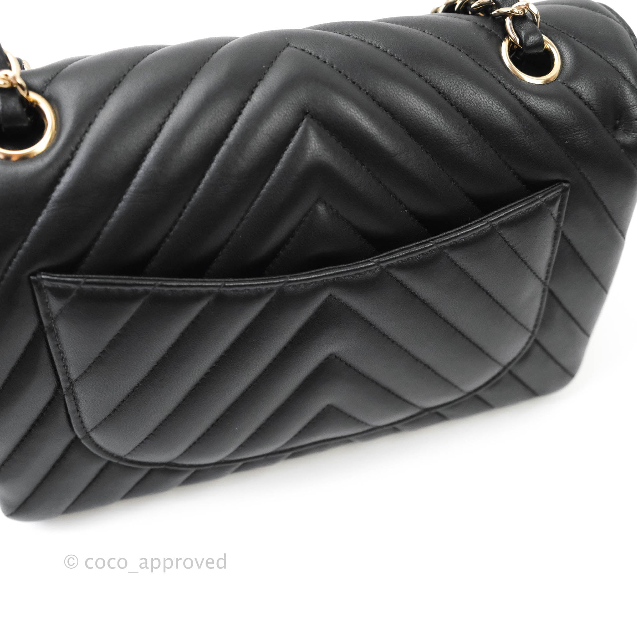 Chanel Classic Chevron Small Medium Double Flap Bag - Black Lambskin Leather with Gold Hardware | Luxury Handbag for Women, Perfect for Parties, Dates & Everyday Elegance