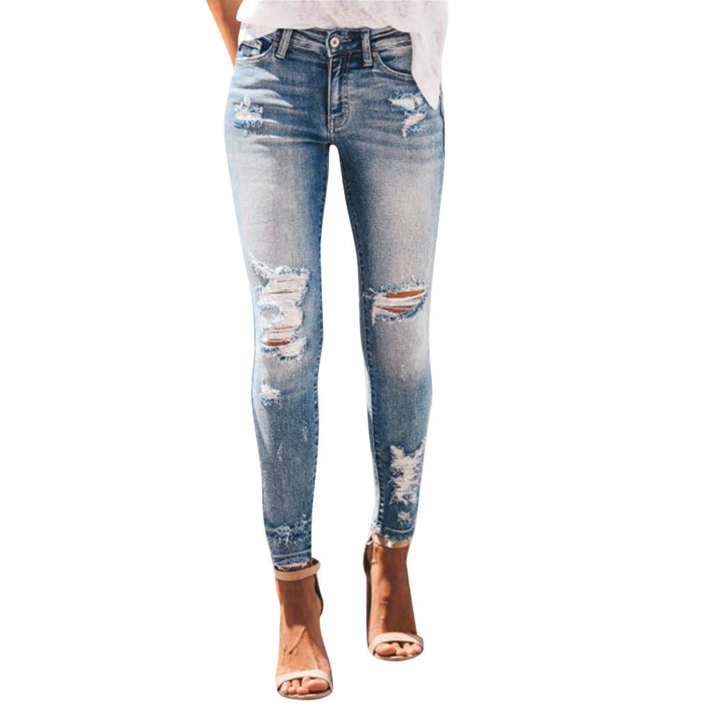 HENWERD Women's Distressed Skinny Jeans - Ripped Denim Pants for Women & Teen Girls | Comfortable Stretch Fit | Perfect for Casual Wear, Street Style & Everyday Outfits