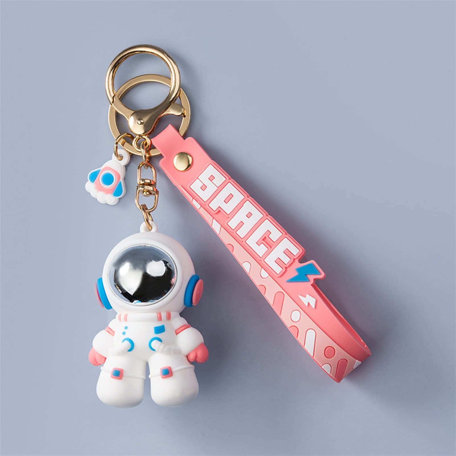 Cartoon Astronaut Keychain - Creative Wrist Strap & Car Key Ring Holder - PVC Spaceman Charm for Women & Girls (Multi-Colored, 1.6x2.5x8.7 inches) - Perfect for Backpacks, Gifts & Space Lovers