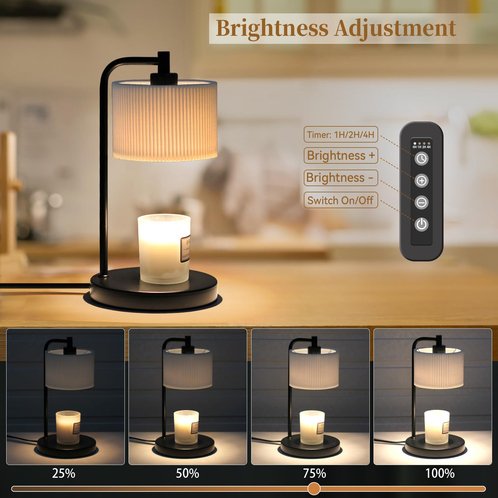 Dimmable Candle Warmer Lamp with Timer - Wax Melter for Jar Candles, Includes Replacement Bulbs - Elegant Home Decor, Perfect Housewarming & Christmas Gift (Black) - Ideal for Aromatherapy, Relaxation, and Creating Cozy Ambiance