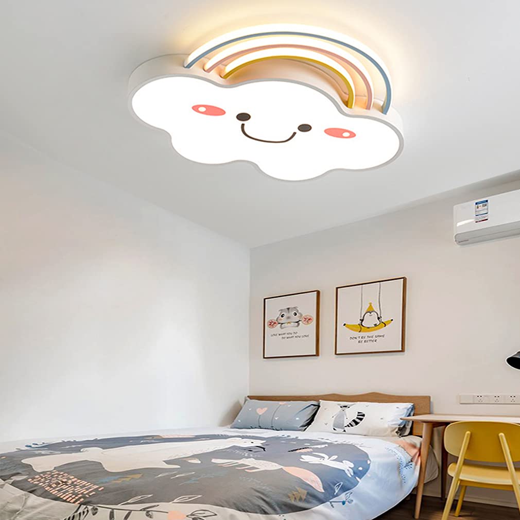 Dimmable LED Ceiling Light for Kids Room - Modern Rainbow Clouds Design Cartoon Pendant Lamp with Remote Control - Perfect for Boys/Girls Bedroom, Nursery, Kindergarten & Dining Room Decor - Energy Efficient Lighting for Playtime, Study & Relaxation