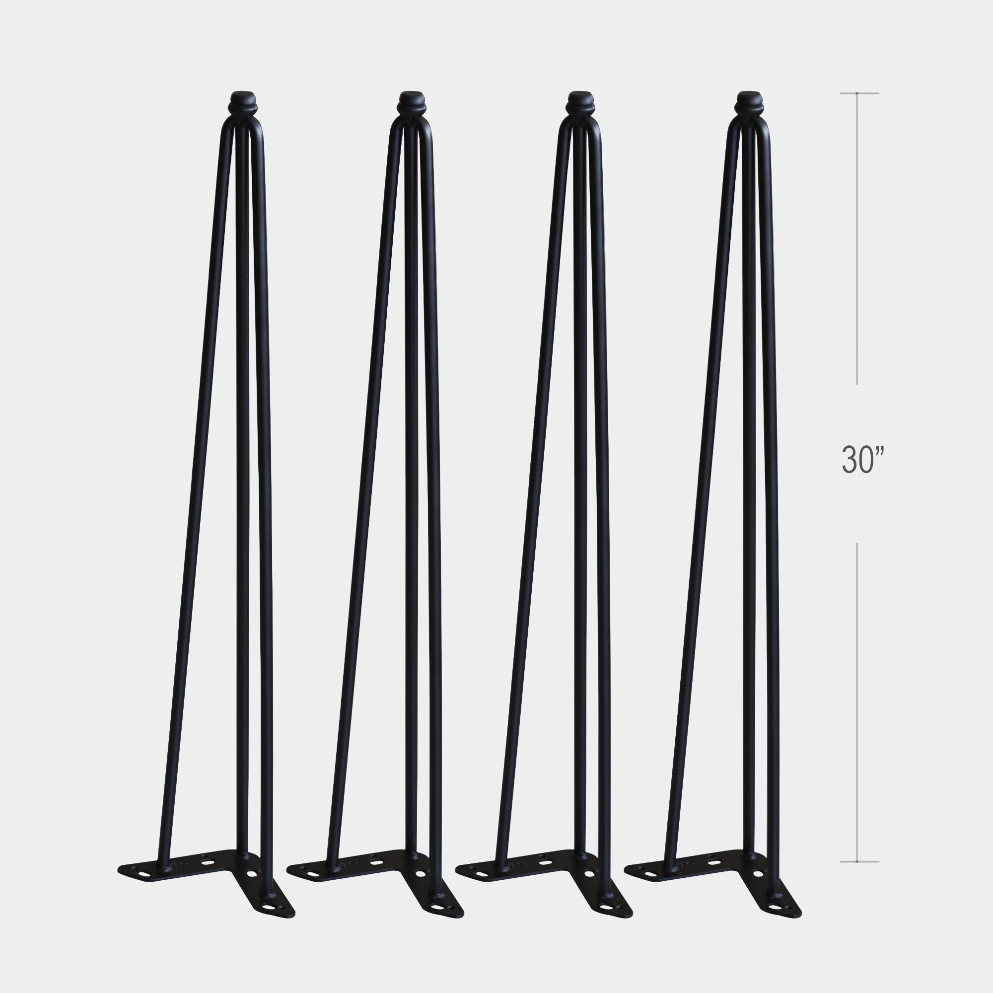 30 Inch Black Wrought Iron Metal Table Legs - Industrial Strength Hairpin Legs for Coffee, Computer & Dining Tables (Set of 4 with Screws) | Modern Console & Side Table Supports for Home & Office