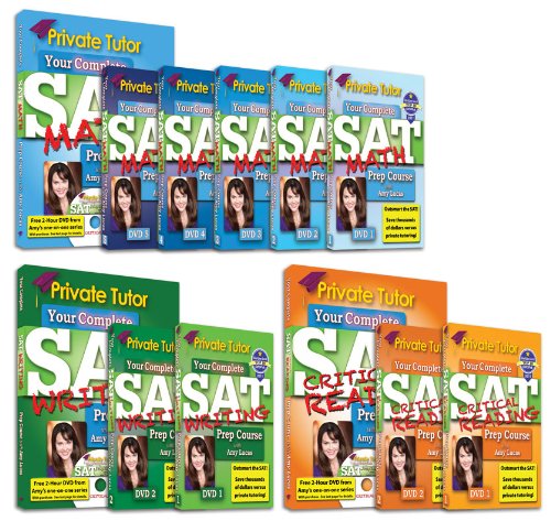 Private SAT Prep Course - 20-Hour Complete Study Program with 9 DVDs & 3 Books for Math, Writing & Reading - Perfect for High School Students & College Admission Test Preparation
