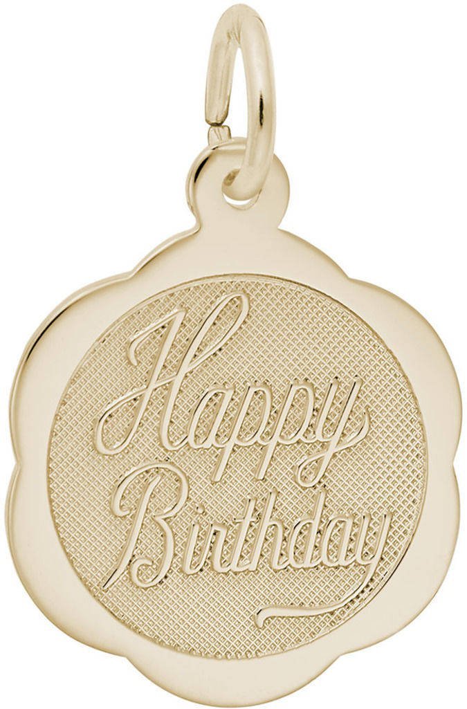 10K Yellow Gold Elegant Happy Birthday Charm by Rembrandt - Perfect for Birthday Gifts, Jewelry Making & Special Occasions