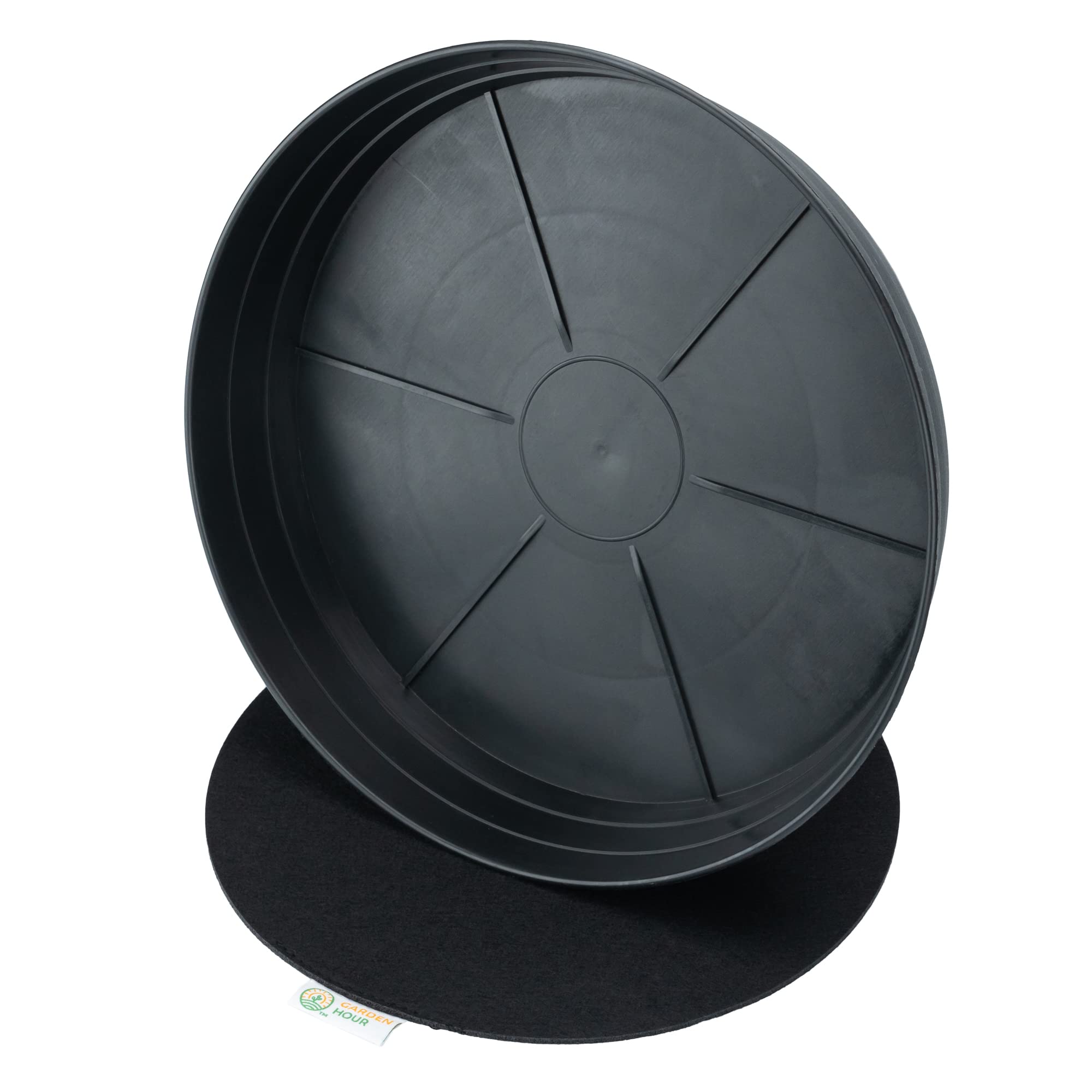 20 Inch Extra-Large Plant Saucers for Potted Plants - Deep Drip Trays with Felt Mat for Floor Protection - Indoor Plastic Plant Trays Without Holes (20W x 3.7D in) - Perfect for Indoor Plants, Balconies & Greenhouses