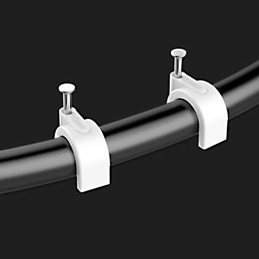 200PCS 6MM White Round Cable Clips - Cable Management Organizer with Steel Nails for Wall Mounting - Perfect for Home Office, TV Wires, Computer Cables and Electrical Cord Organization