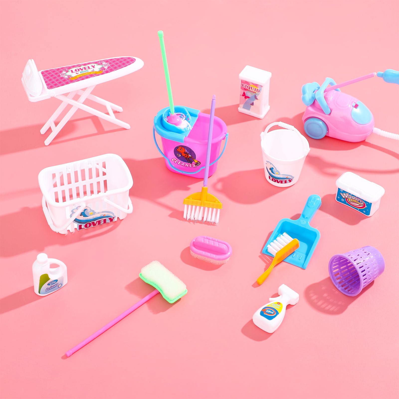 23-Piece Mini Dollhouse Cleaning Supplies Set - SOTOGO Miniature Doll Accessories, Furniture & Decor for Pretend Play | Perfect for Dollhouse Role Play & Kids' Imaginative Playtime