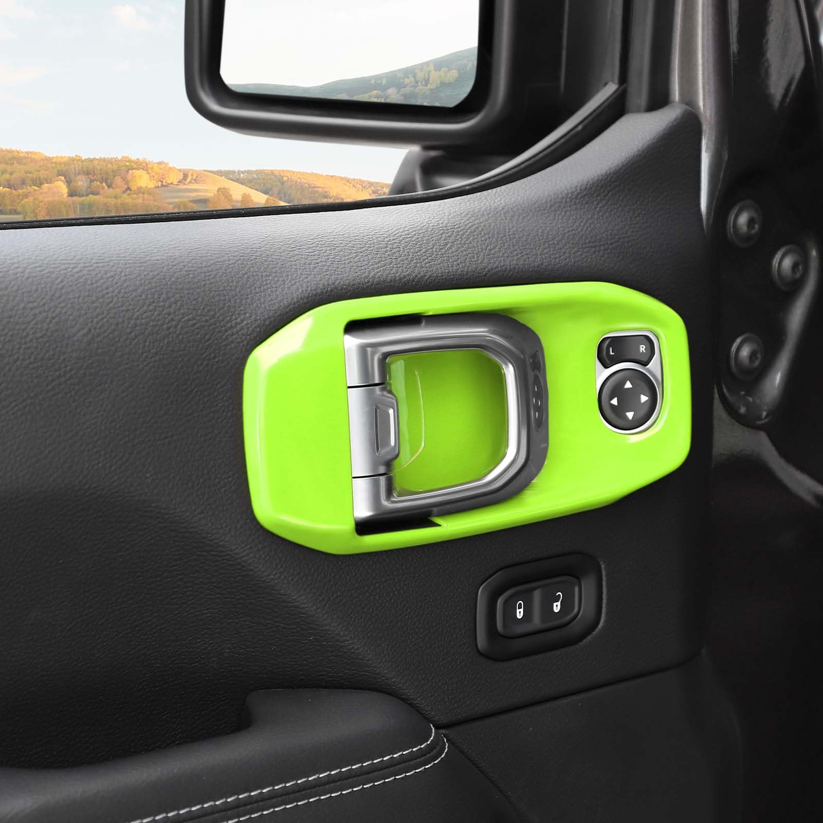 RT-TCZ Jeep JL Inner Door Handle Bowl Cover Trim - Compatible with Jeep Wrangler JL/JLU & Gladiator JT (2018-2024) - Green Interior Accessories (4-Piece Set) - Premium Protection & Style Upgrade for Off-Road Adventures