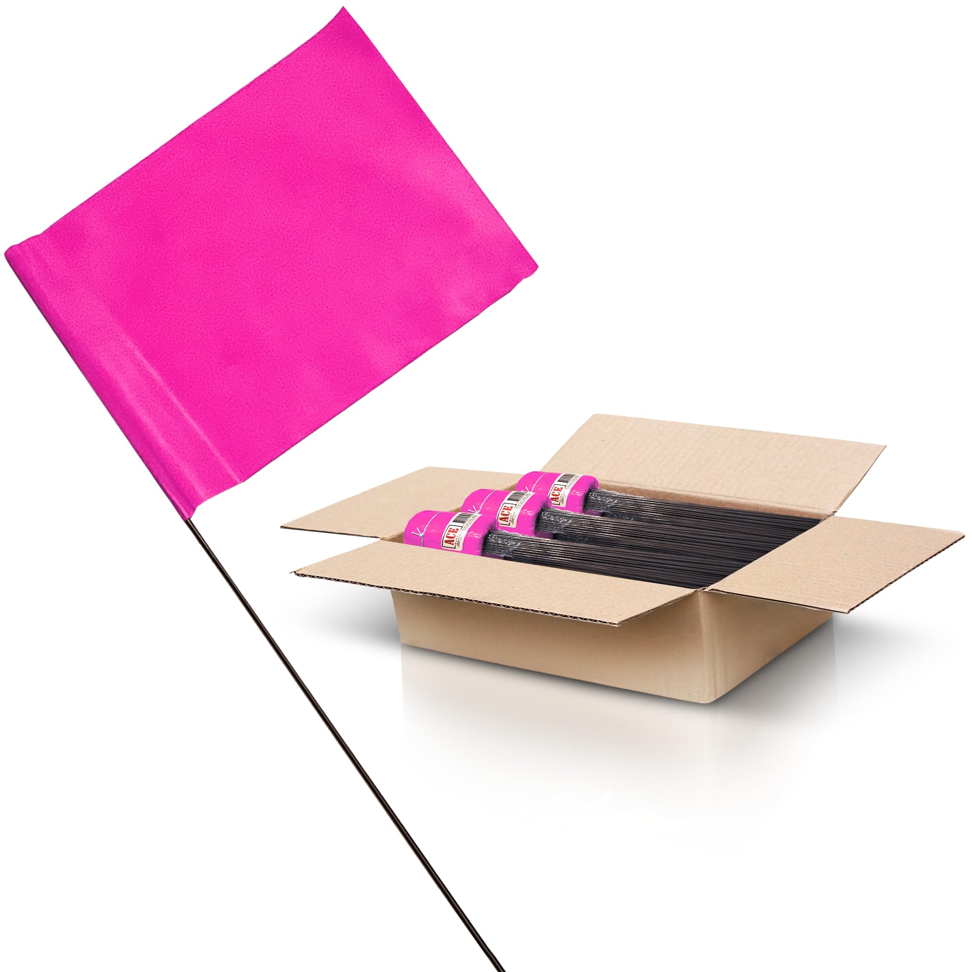 1000 Pack Pink Marking Flags 4x5x21 Inch - Durable Yard Markers for Lawn, Irrigation, Landscaping, Survey & Sprinkler Head - Perfect for Property Boundaries, Utility Lines & Outdoor Projects