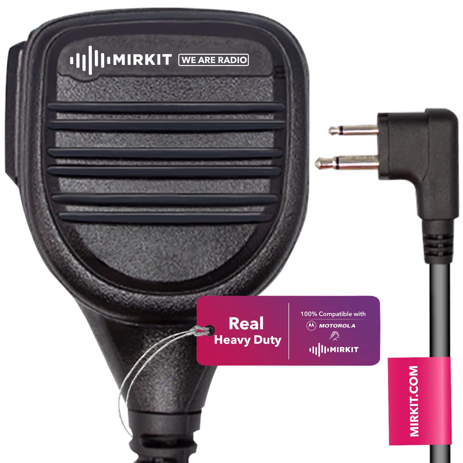 MIRKIT Heavy Duty Speaker Microphone for Motorola Two-Way Radios - Compatible with CLS1110, CP110, CP200, RDU4100, RMU2040, DLR1020 Models - Push to Talk Mic with Lanyard - Perfect for Construction, Security, and Outdoor Communication