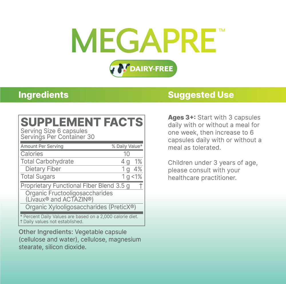 MegaPre Dairy-Free Probiotic Supplement for Gut Health - Supports Digestion & Immune System - Ideal for Lactose Intolerant & Vegan Diets