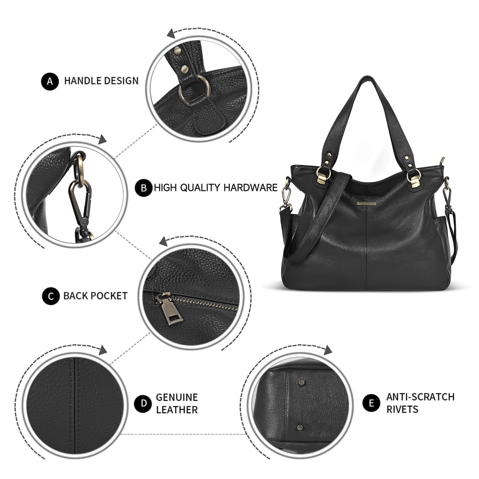 Blofinche Genuine Leather Hobo Bag for Women - Large Slouchy Tote Purse, Soft Real Leather Shoulder Handbag Satchel for Laptop, Work & Travel | Perfect for Office, Commuting & Everyday Use
