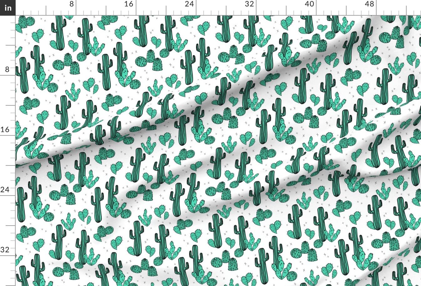 Cactus Cacti Summer Tropical Print Fabric - Soft Minky Material for Baby Blankets, Quilt Backing & Sewing Projects | Southwestern Plants Succulent Design on Fat Quarter | Perfect for Nursery Decor, DIY Crafts & Home Decor