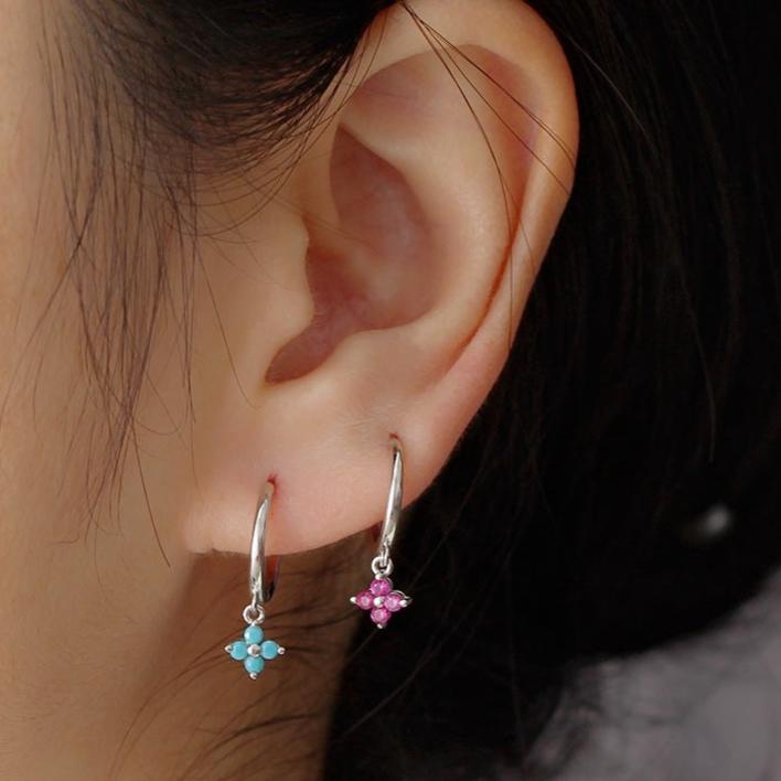 Small Flower Everyday Clip On Hoop Earrings for Women | LN0209 | Perfect for Casual Wear, Office & Special Occasions