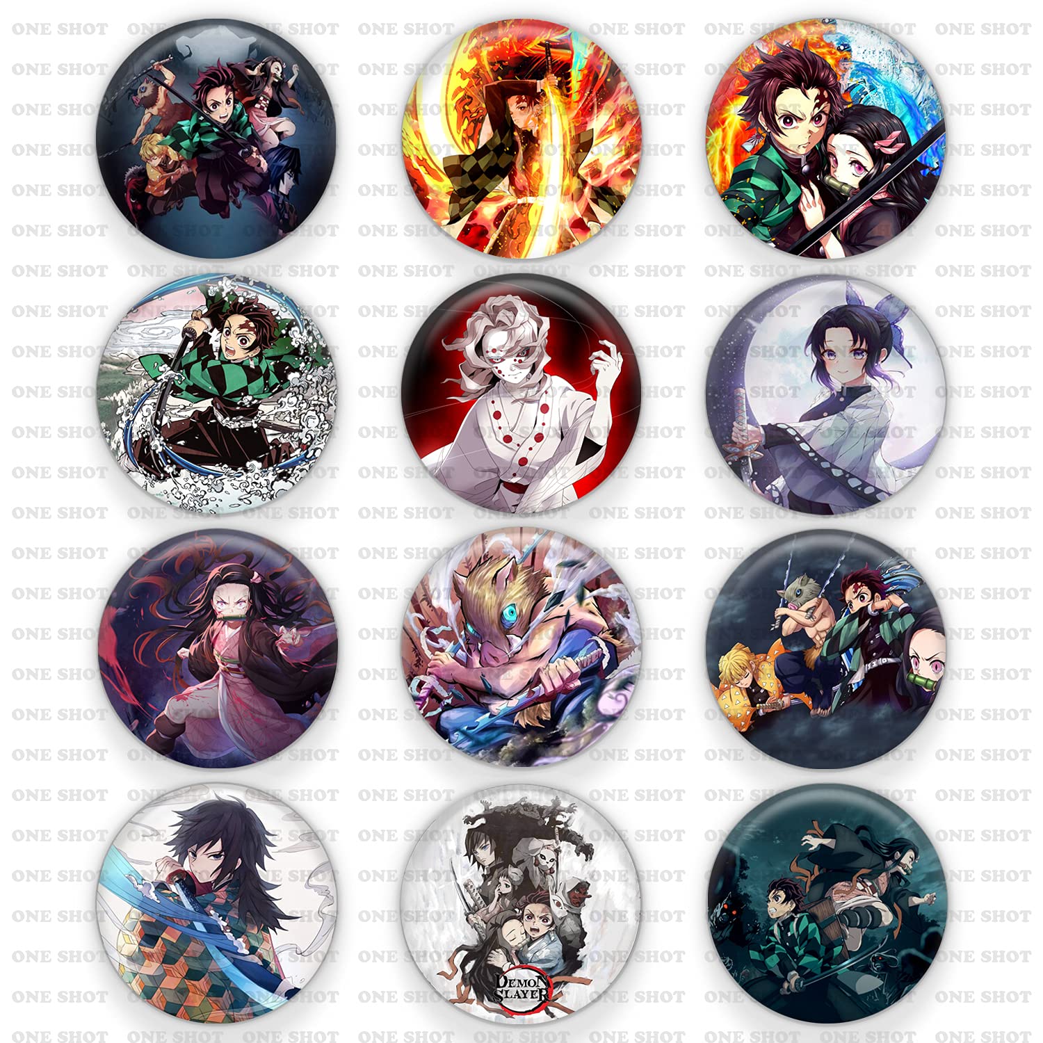 One Shot Demon Slayer Anime Party Supplies Kit - 50pcs Decorations, Buttons & Favors for Birthday, Cosplay & Themed Events