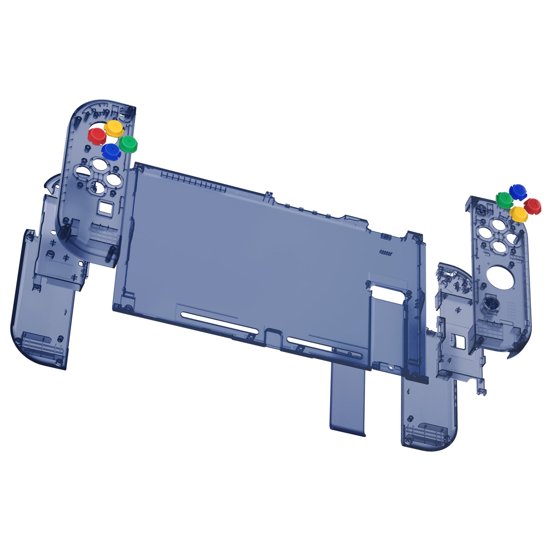 eXtremeRate Clear Deep Ocean Blue Back Plate Replacement Shell for Nintendo Switch & Joy-Con Controllers - Full Set Buttons Included - DIY Customization for Gaming Enthusiasts | Perfect for Console Modding and Controller Upgrades