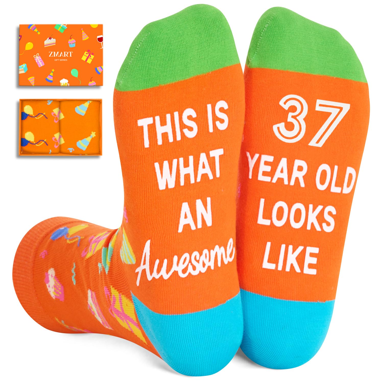Zmart Birthday Gifts for Women - Funny Novelty Socks for 36 37 38 40 Year Old Women & Men | Perfect Birthday, Christmas & Anniversary Present | Great for Office Parties, Gag Gifts & Special Occasions