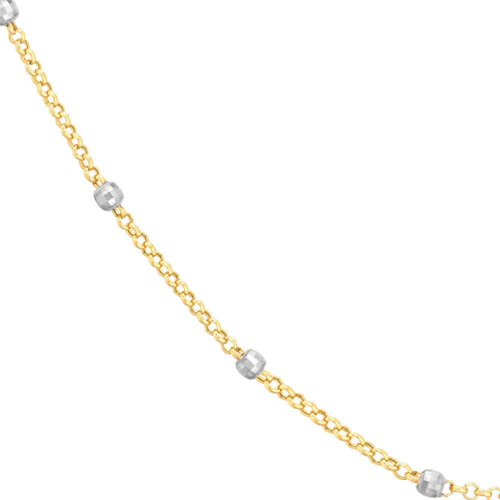 14K Two-Tone Gold Disco Bead Chain Necklace for Women - Elegant Layered Jewelry Gift for Party, Wedding & Everyday Wear