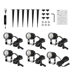 6 in 1 Solar Landscape Lights with 2 Pack 6.56ft Extension Cord - Outdoor Garden Pathway, Yard, Patio, and Driveway Lighting for Home Decor