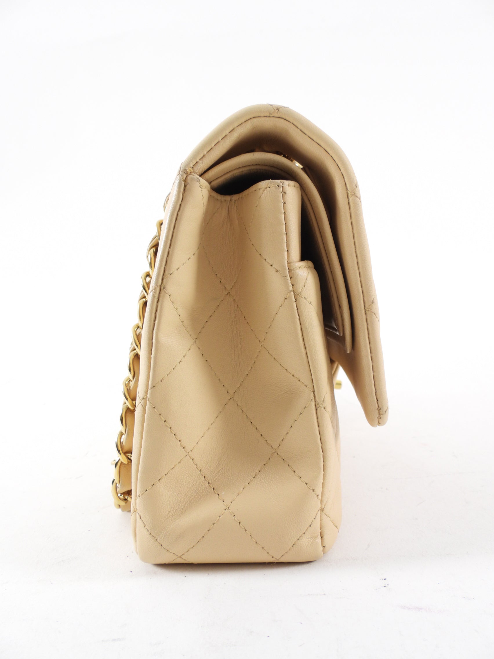 Chanel Beige Matte Lambskin Leather Medium Classic Double Flap Bag - Luxury Designer Handbag for Women, Perfect for Work, Evening Events & Everyday Use
