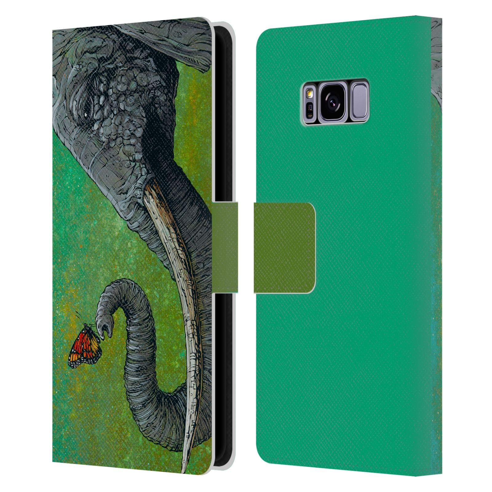 David Lozeau The Elephant Colorful Grunge Leather Book Wallet Case Cover for Samsung Galaxy S8 – Artistic Protection for Everyday Use & Travel