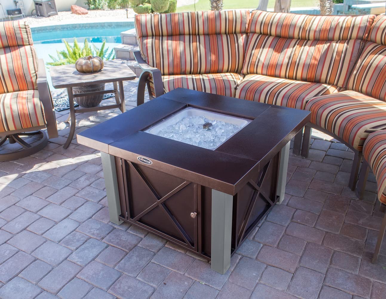 AZ Patio Heaters Outdoor Fire Pit - Hammered Bronze & Stainless Steel with Weatherproof Cover | Perfect for Backyard, Deck, Garden & Camping Gatherings